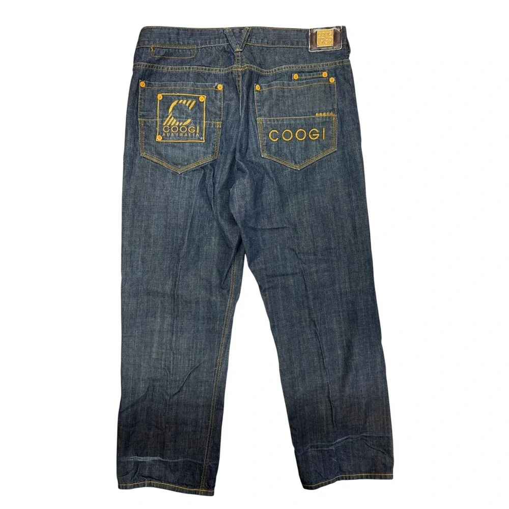 COOGI Australia Mens Dark Wash Blue Denim Relaxed Straight Leg Jeans W40 L35